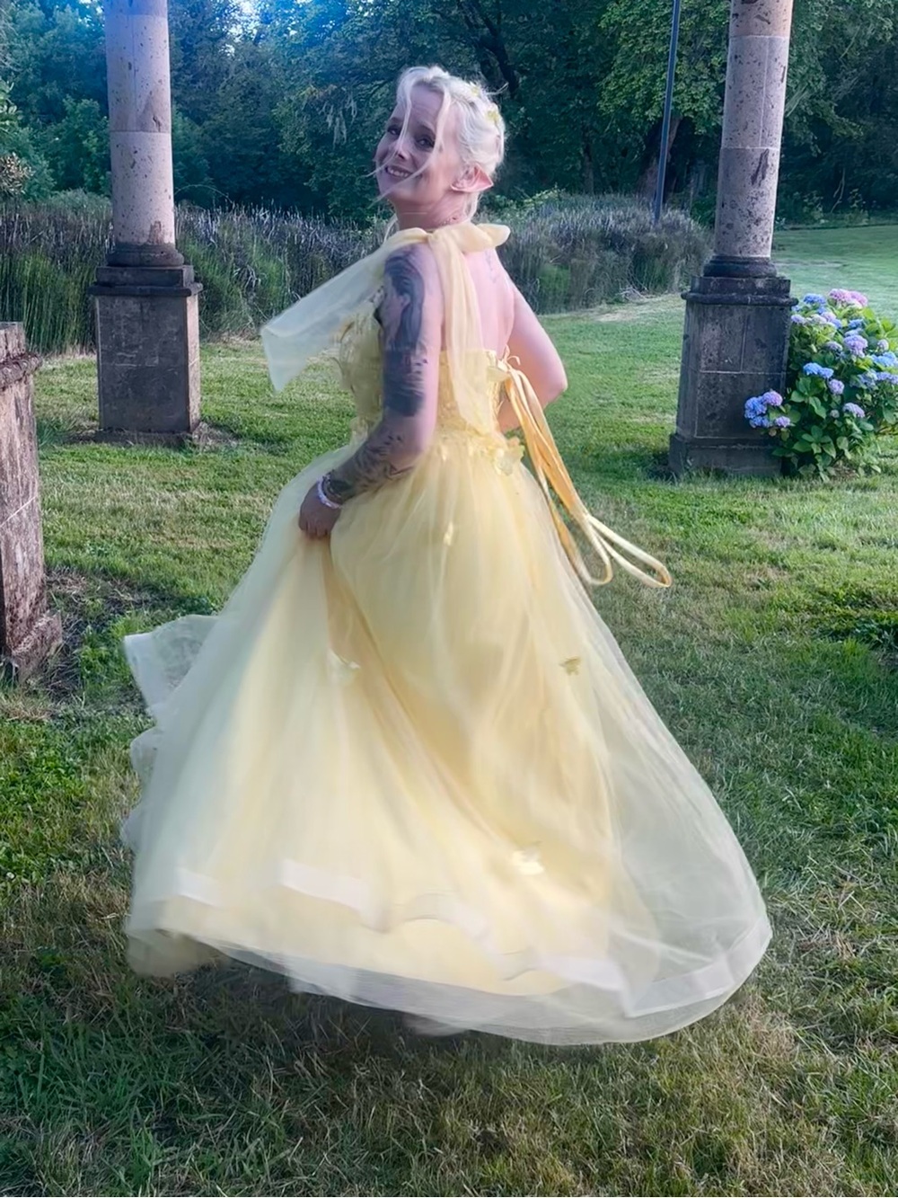 Stunning Yellow Tulle Ball Gown Dress